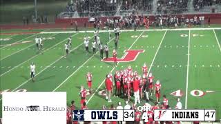 Hondo Owls Varsity Football vs Jourdanton Indians [upl. by Luap262]