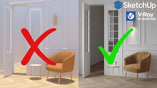 Improve Your Renders  3 Tips For Realistic Visualizations  VRay for SketchUp Tutorial [upl. by Ylerebmik]