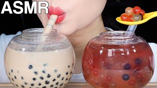 ASMR Bubble Tea Tapioca Pearls Popping Boba 버블티 먹방 Eating Sounds Mukbang [upl. by Aliehc956]