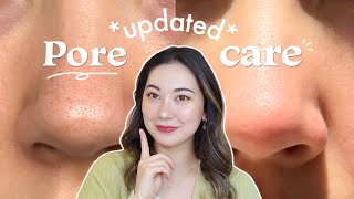 How to reduce the appearance of your PORES ✨ updated pore care routine [upl. by Tirza]