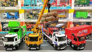 Diecast Trucks Of Garbage Truck Crane Truck Flatbed Truck Container Truck [upl. by Eimrots952]