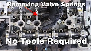 Removing Valve Springs Without Any Special Tools  No Machine Shop Needed  Fix Bent Valves [upl. by Nossila]