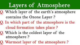 Layers of Atmosphere Quiz l Different Layers of Earth Atmosphere MCQ [upl. by Fitz]