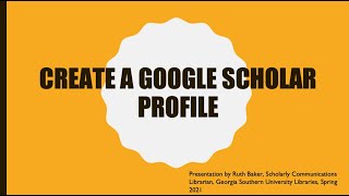 Create a Google Scholar Profile Student version [upl. by Nina]