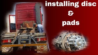 installing disc brake  and pads  mercedes Actros [upl. by Dominica]