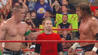 Seth Green John Cena amp Triple H vs The Legacy Raw July 13 2009 [upl. by Yenahpets]