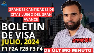 ULTIMAS NOTICIAS MUCHAS CITAS LUEGO DEL AVANCE DEL BOLETÍN DE VISA JULIO 2024 F1 F2A F2B F3 F4 [upl. by Takeo]