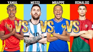 Comparison Ronaldo Versus Messi Versus Mbappé Versus Yamal [upl. by Aed374]