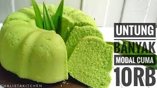 BOLU PANDAN KUKUS CUMA 2 TELUR SELEMBUT KAPAS  STEAMED CAKE PANDAN RECIPE [upl. by Occir177]