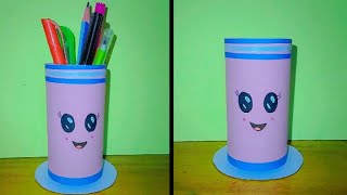 How to make pen holder with paper  step by step  craft 5mintcraft paperart penholder [upl. by Eciram534]