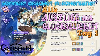 Genshin Impact Sommer Drache Märchenland Alle Auszüge der Glückseligkeit  Tag 1 [upl. by Nyrmac]