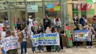 March for Sudan and Palestine Working Street Cardiff [upl. by Arodoeht390]