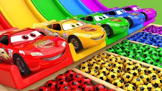 TRANSPORTING PIXAR CARS amp FRUITS WITH COLORED amp JOHN DEERE vs CLAAS vs TRACTORS  BeamNGdrive 982 [upl. by Dart]