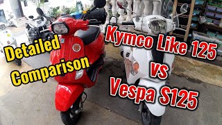 Vespa S125 vs Kymco Like 125 Italia Whats their differences [upl. by Herahab370]