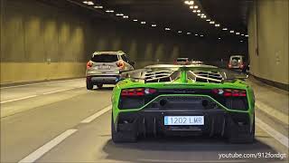 Aventador SVJ RACE EXHAUST INSANE TUNNEL SOUND amp DOWNSHIFTS [upl. by Colbye328]