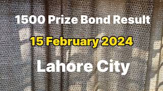 1500 Prize Bond Result Today 15 February 2024  1500 Prize Bond Result Draw Lahore [upl. by Sucram]