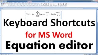 How to use MS Word Equation editor to write Mathematical equationexpression using Keyboard shortcut [upl. by Lesya]