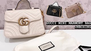 Mini Gucci Marmont Bag With Top Handle UNBOXING [upl. by Seuqramed]