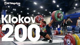 Dmitry Klokov 200kg Pause Snatch 2015 World Weightlifting Championships Training Hall [upl. by Brosy]