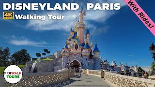 Disneyland Paris  Complete Walkthrough with Rides  4K  with Captions [upl. by Robinet]