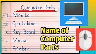 How to write Computer parts Name In EnglishName of Computer PartsComputer partscomputerpartsname [upl. by Feodore]