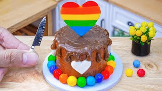 Fancy Miniature Rainbow Cake 🌈🍫 Delicious Miniature Rainbow Heart Chocolate Cake Recipes [upl. by Gilemette426]