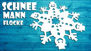 Schneemann Schneeflocke aus Papier  paper snowman snowflake DIY Winter 4K [upl. by Isadora]