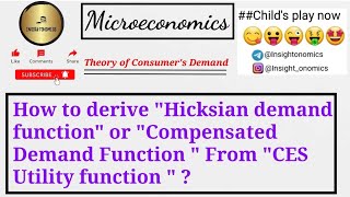 quotHicksian demand functionquot or quotCompensated Demand Function quot From quotCES Utility function quot [upl. by Fabriane250]