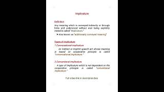 implicature in pragmatics  Types of implicature [upl. by Halbeib]