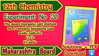 Class 12th Chemistry Experiment No 20 Mixture No 1 Solutions [upl. by Ecitsuj]