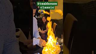 Cherries jubilee flambé food steakhouse [upl. by Kan]