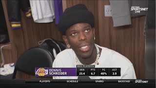 Dennis Schröder Postgame Interview  Los Angeles Lakers beat Golden State Warriors 117112 [upl. by Woolley]