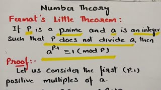 btechmathshub 7050 Fermats Little Theorem Proof Number Theory Discrete Mathematics  MFCS [upl. by Yddub]