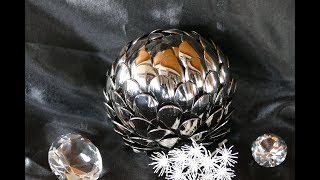 DIY Dekokugel basteln – Dekokugel aus silbernen Kunststofflöffeln – how to make a decoration ball [upl. by Ycal93]