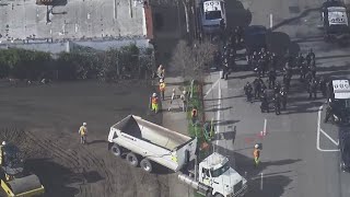 Police move people out of Peoples Park in Berkeley block access [upl. by Desmund]