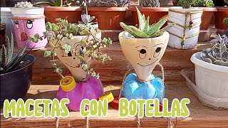 Ideas de maceteros en forma de muñecos con botellas plásticasGris Moreno [upl. by Nodnab]