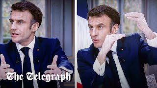 Emmanuel Macron removes luxury watch during pensions interview [upl. by Yemarej]