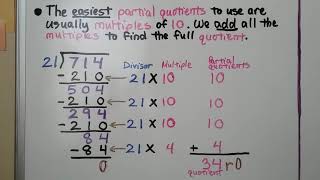 5th Grade Math 24 Partial Quotients to Divide by 2digit Divisors [upl. by Hicks]