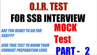 OIR MOCK TEST PART2 FOR SSB AFSB NSB PSB INTERVIEW  SCREENING TEST  PPDT [upl. by Pul]