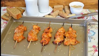 BROCHETAS DE POLLO CON SALSA TERIYAKI [upl. by Ynohtnacram]