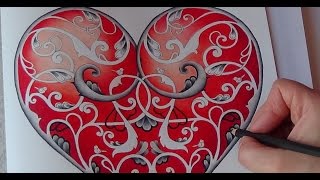 How I color a heart Tutorial 1 Prismacolor Johanna´s Christmas Johanna Basford [upl. by Oznarol770]