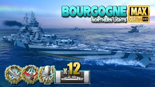 Battleship Bourgogne 340k on map Northern Lights  World of Warships [upl. by Yelik236]