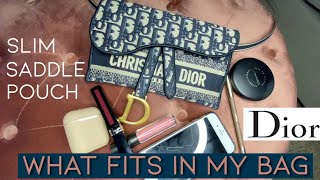 WHAT FITS IN MY BAG CHRISTIAN DIOR SLIM SADDLE POUCH  REVIEW PART 2 [upl. by Ardra584]