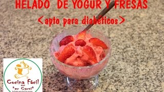 HELADO DE YOGUR Y FRESA CASI SIN CALORÍAS EN 5 MINUTOS apto para diabéticos [upl. by Goodard916]