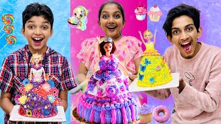 Barbie cake 🎂 decorating Challenge  Cake Challenge  Minshas world [upl. by Zeiler]