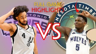 INSANE 4th Quarter Comeback Minnesota Timberwolves vs San Antonio Spurs November 2 2024 NBA Season [upl. by Gingras]