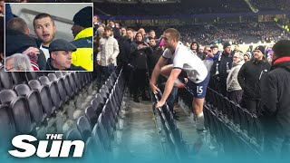 Tottenham star Eric Dier jumps over stands to confront fans ‘over spat with his brother’ [upl. by Lahey]