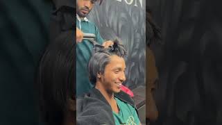 Hair transformation with rebounding treatment🔥 Theuniquehairstyle trending barberplace hair [upl. by Sikras]