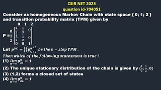 Markov chain rule problem CSIR NET 2023 [upl. by Lashoh]