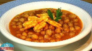 Garbanzos con langostinos Como preparar paso a paso un guiso de tierra y mar Loli Domínguez [upl. by Silverts946]